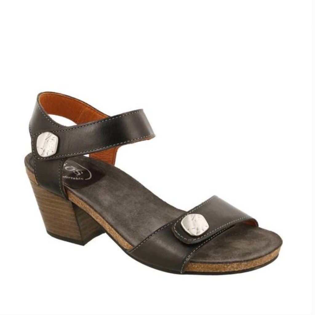 Taos Envy Black Leather Sandals Cushioned Footbed Size 39 (Us 8-8.5) Comfort